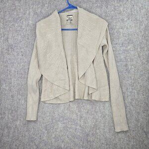 Knitted By Bass Womens Open Front Cardigan Light Beige XS Cotton/Acrylic Blend